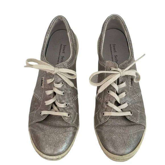 Josef Seibel Leather Metallic Caspian Sneakers 7 - Picture 2 of 13